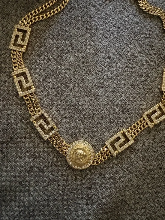 Versace Gold-Tone Medusa Chain Necklace with Greek Key Links - Picture 11 of 11